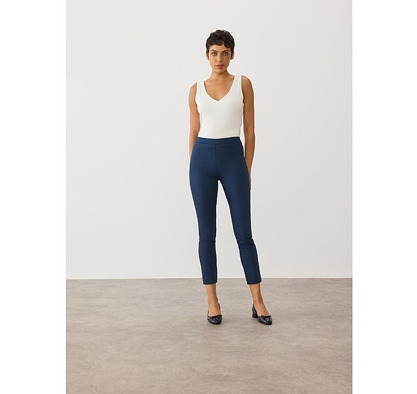 l.k. bennett Evan Navy Crepe Slim-Cut Trousers