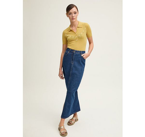 l.k. bennett Fiona Yellow Stripe Floral Knit Top