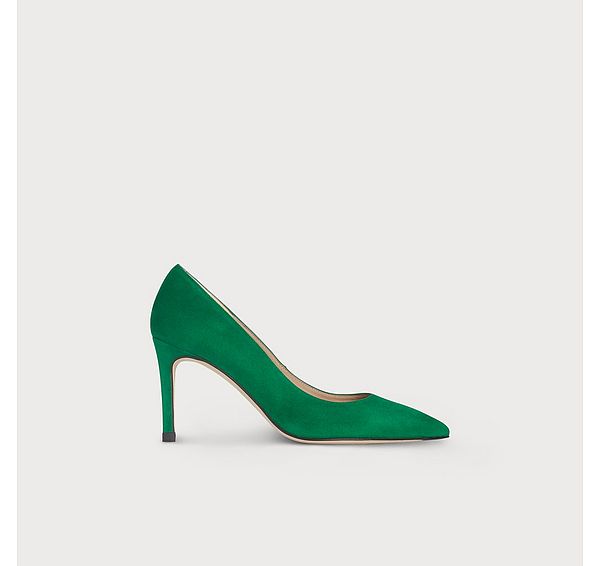 l.k. bennett Floret Green Suede Pointed Toe Courts