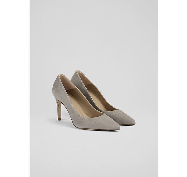 L.k. Bennett Floret Grey Suede Pointed Toe Courts