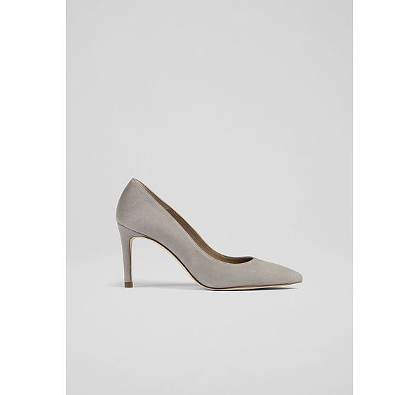 l.k. bennett Floret Grey Suede Pointed Toe Courts
