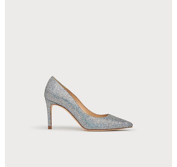 l.k. bennett Floret Silver Lurex Pointed Toe Courts