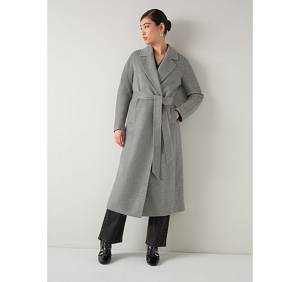 l.k. bennett Francine Grey Marl Wool Belt Maxi Coat