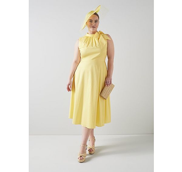 l.k. bennett Freud Yellow Cotton Tie Neck Dress