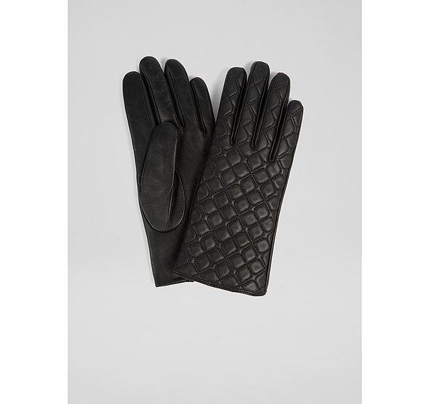 l.k. bennett Georgie Black Quilted Gloves
