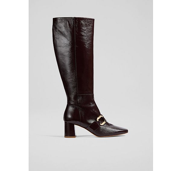 l.k. bennett Gigi Burgundy Patent Knee Boots