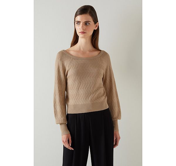 l.k. bennett Goldie Gold Metallic Pointelle Jumper