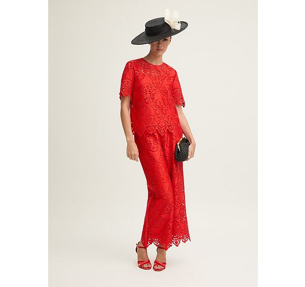 l.k. bennett Grace Aurora Red Lace Trousers