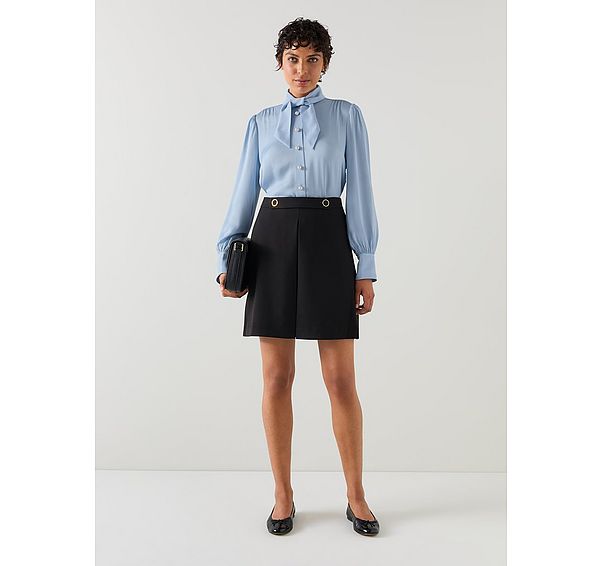 l.k. bennett Hall Pale Blue Tie-Neck Blouse