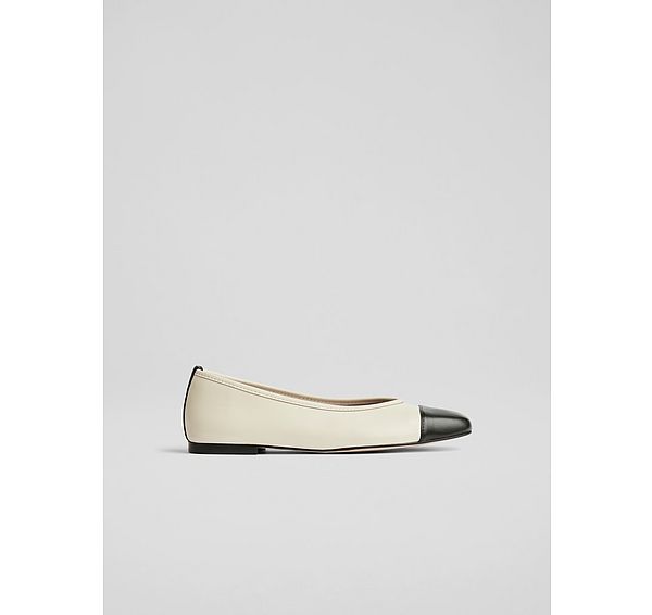 l.k. bennett Hanna Cream & Black Ballet Flats