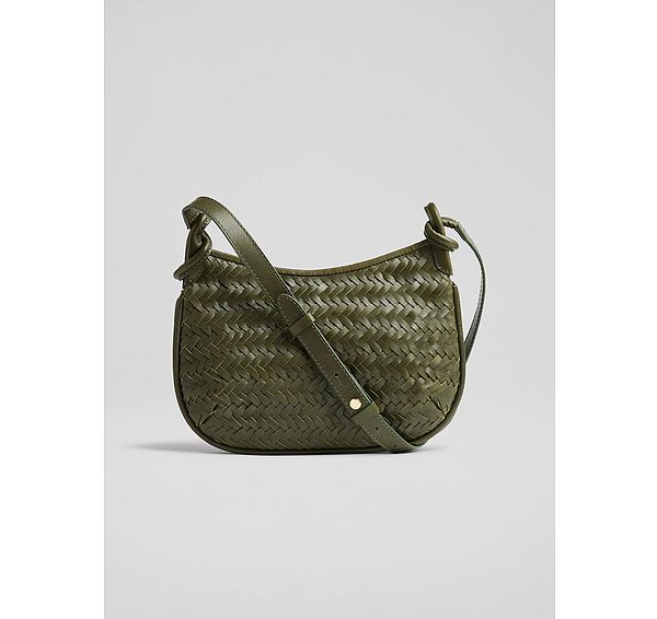 l.k. bennett Harley Olive Weave Crossbody Bag