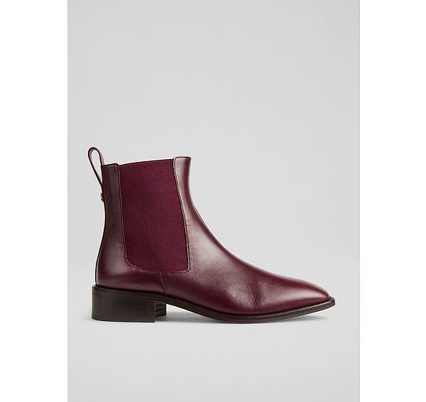 l.k. bennett Hattie Leather Burgundy Ankle Boots