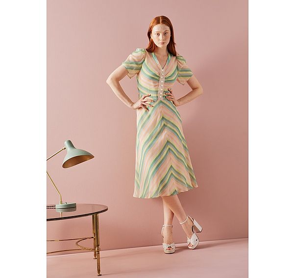 l.k. bennett Holzer Candy Stripe Silk Midi Dress