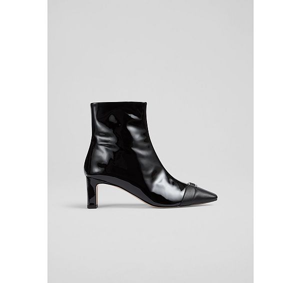 l.k. bennett Hylda Black Patent Ankle Boots