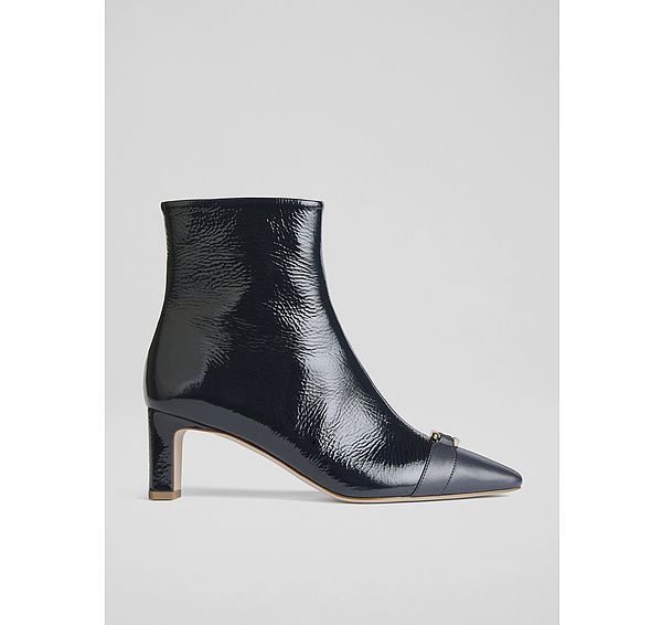 l.k. bennett Hylda Blue Patent Leather Ankle Boots
