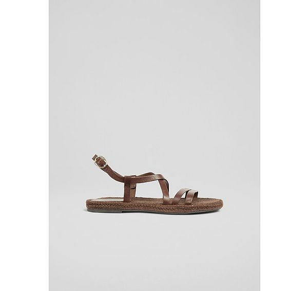 l.k. bennett Indie Chocolate Leather Flat Sandals