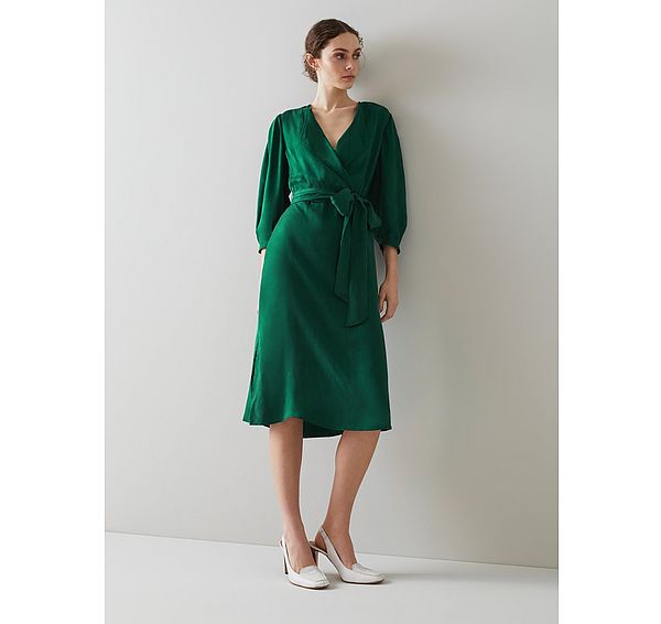 l.k. bennett Iris Green Fluid Midi Dress