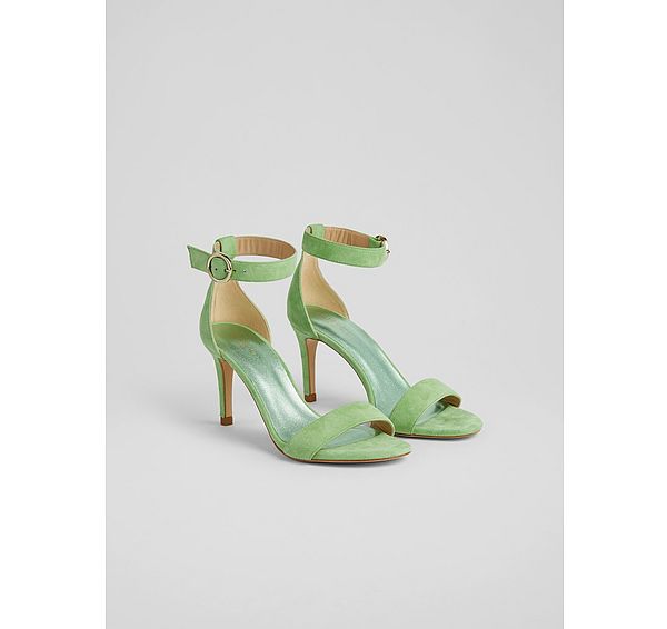 L.k. Bennett Ivy Green Suede Single Strap Sandals