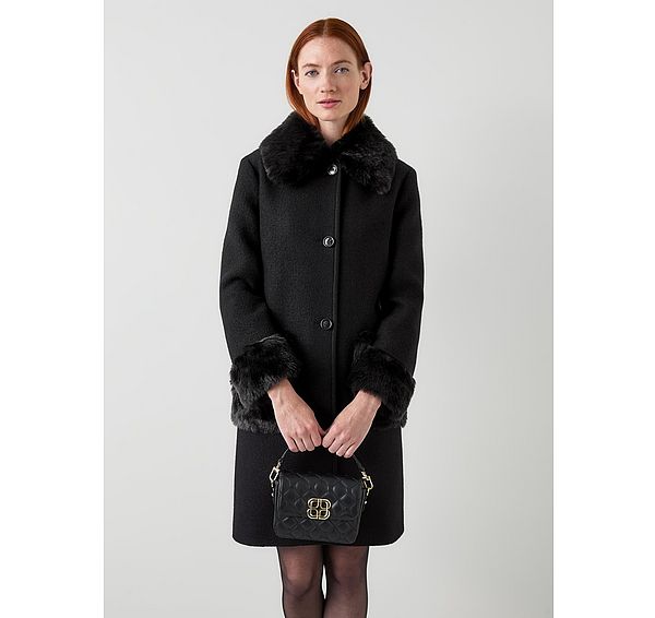 l.k. bennett Jamie Black Plain Wool Coat