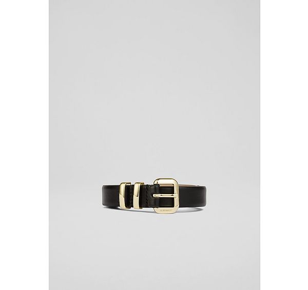 l.k. bennett Jodie Black Leather Oloid Buckle Belt
