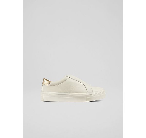 l.k. bennett Joy White Leather Pull-On Trainers