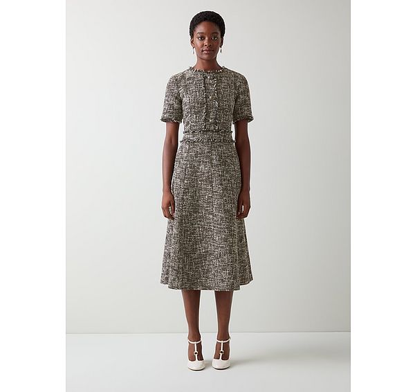 L.k. Bennett Julia Multi Tweed Check Button Dress