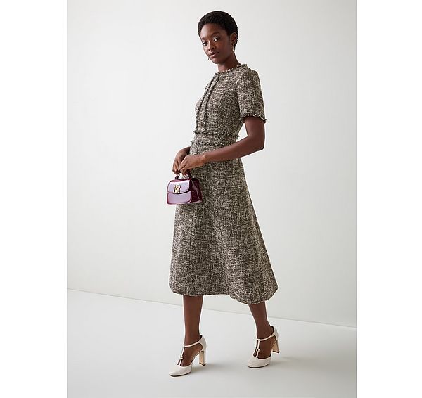 l.k. bennett Julia Multi Tweed Check Button Dress