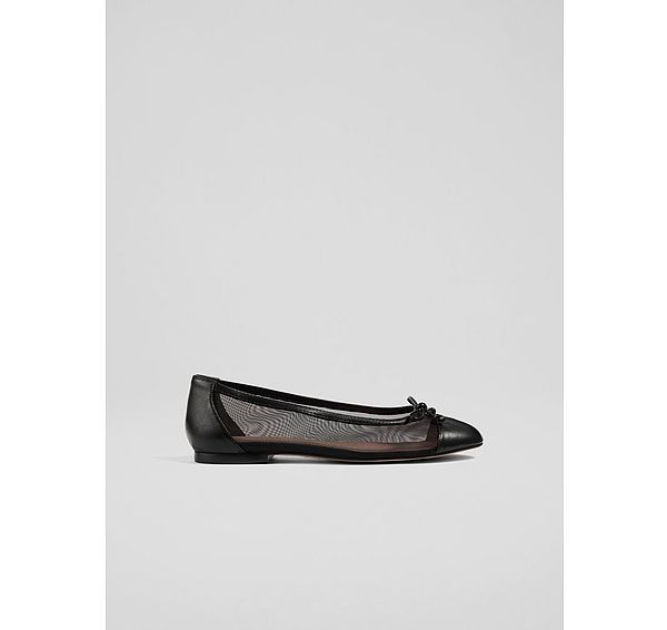 l.k. bennett Kara Black Mesh Ballerina Flats