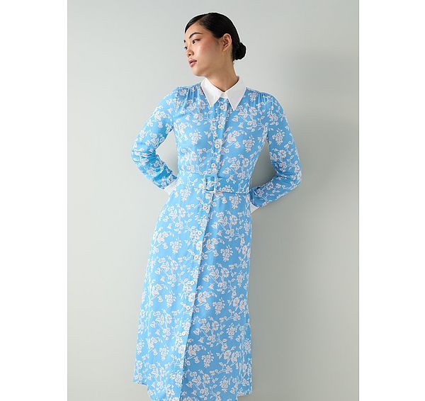 l.k. bennett Kate Blue Meadow Print Shirt Dress