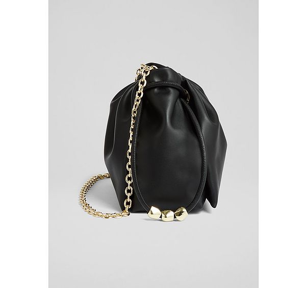 L.k. Bennett Kendra Black Leather Bead Crossbody