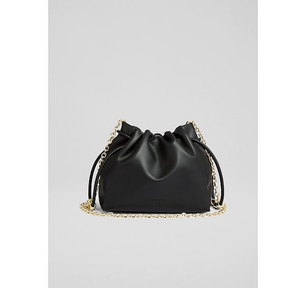 l.k. bennett Kendra Black Leather Bead Crossbody