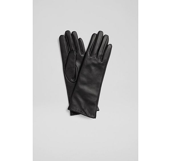 l.k. bennett Kimberley Black Leather Long Gloves