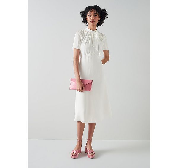 l.k. bennett Kline Jade Crepe Tie-Neck Midi Dress