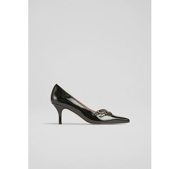l.k. bennett Laila Black Patent Buckle Court Heels