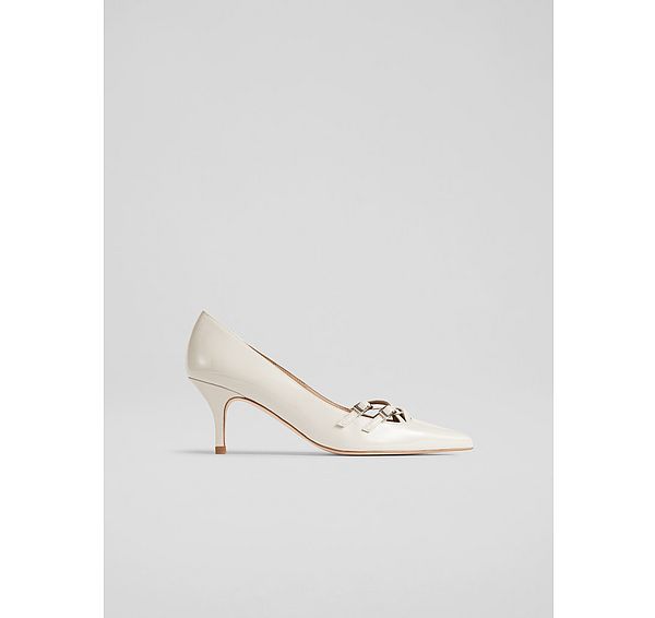 l.k. bennett Laila Cream Patent Buckle Court Heels