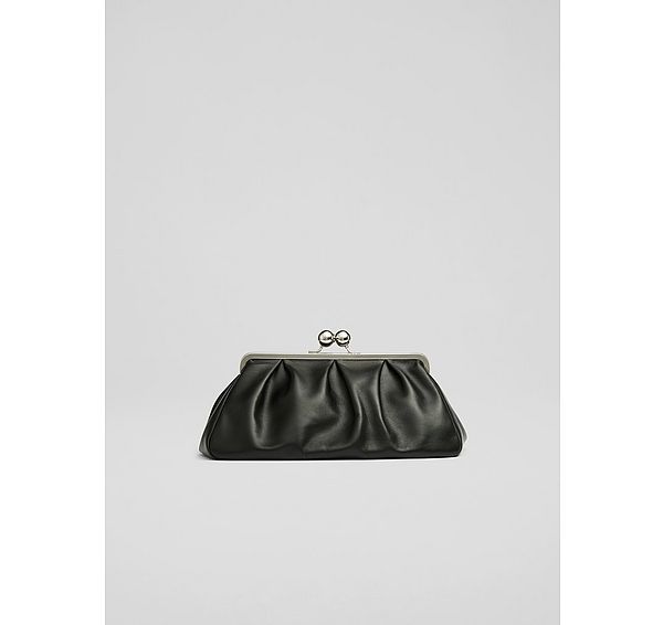 l.k. bennett Lana Black Large Snaplock Clutch Bag