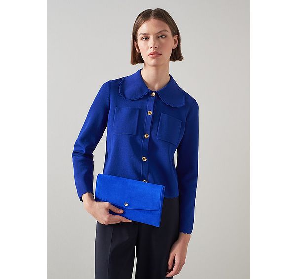 L.k. Bennett Layla Black Suede Envelope Clutch