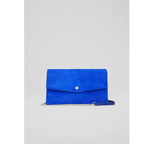 l.k. bennett Layla Blue Suede Envelope Clutch