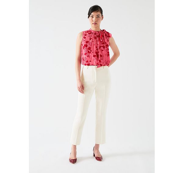 l.k. bennett Lily Ivory Flat Front Trouser