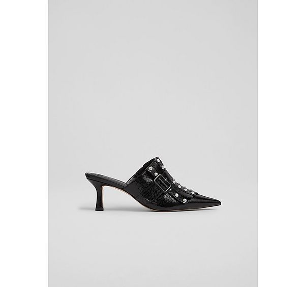 l.k. bennett Lkb Atty Black Patent Fringed Mules