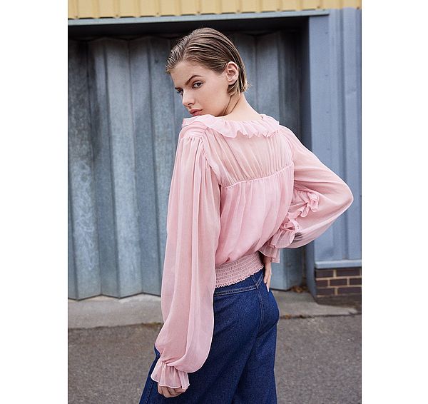 l.k. bennett LKB LONDON Bow Apricot Frill Top