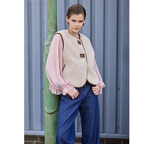 l.k. bennett LKB LONDON Bow Brown Camel Gilet