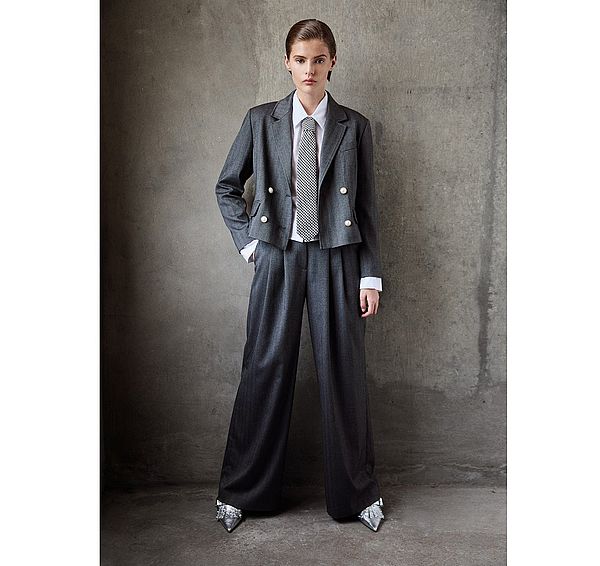 l.k. bennett LKB LONDON Liz Grey Wide Leg Trousers