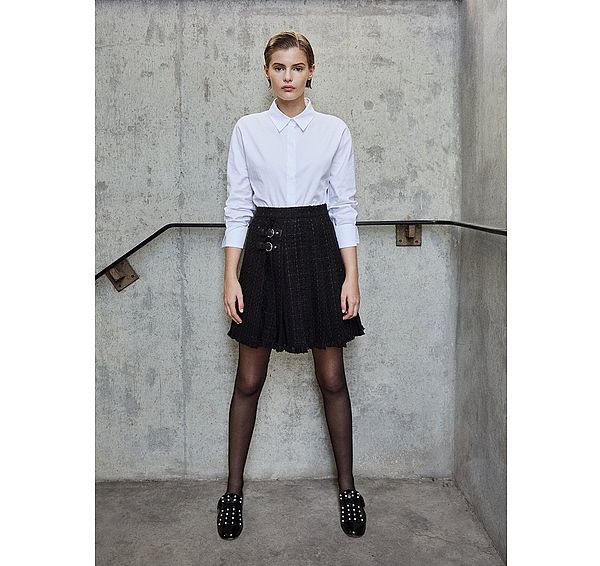 l.k. bennett LKB LONDON Pip Black Tweed Kilt Skirt