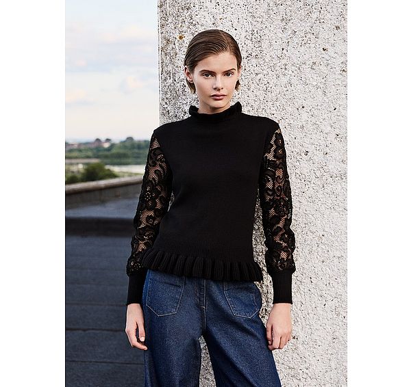l.k. bennett LKB LONDON Viv Black Knitted Top