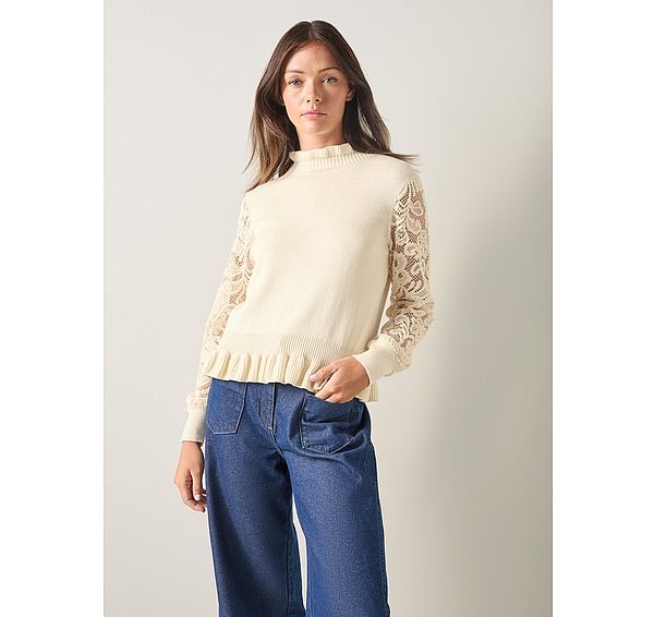 l.k. bennett LKB LONDON VIV Cream Knitted Top