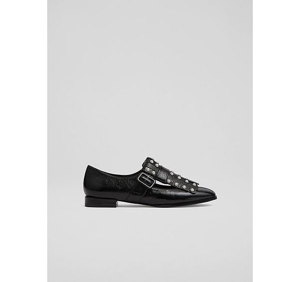 l.k. bennett Lkb Zig Black Patent Fringed Loafers