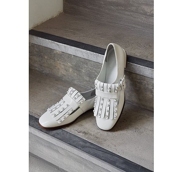 l.k. bennett Lkb Zig Cream Patent Fringed Loafers