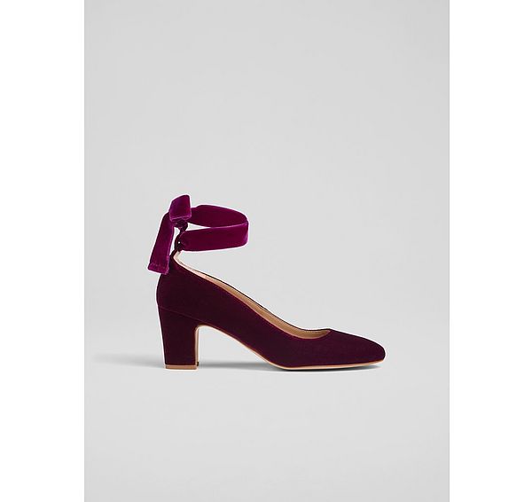 l.k. bennett Lorena Burgundy Velvet Court Shoes