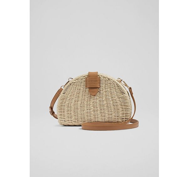 l.k. bennett Lorena Cream Wicker Shoulder Bag
